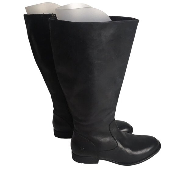 Born Boots Womens Size 9.5 Black Leather Knee High Wide Calf Riding Zip F71009 - Picture 10 of 13